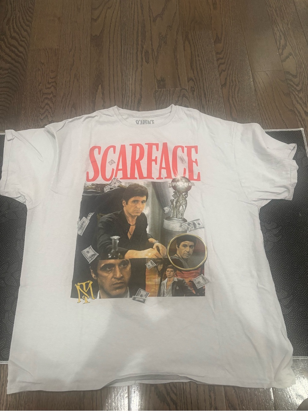 Hybrid & company White Scarface Graphic Tee with Red Logo